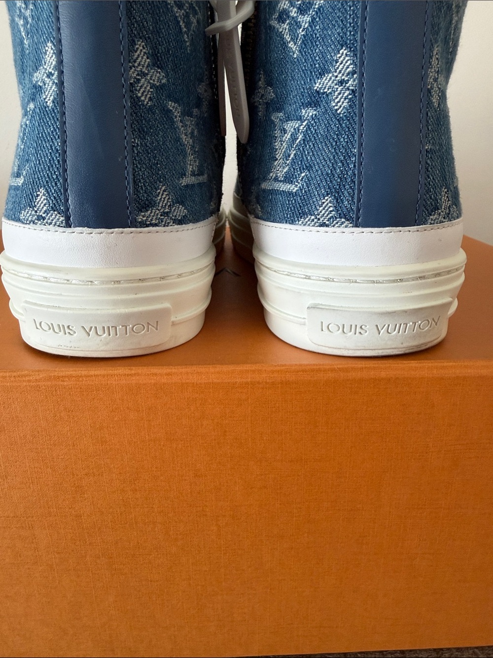 Louis Vuitton Blue Denim Monogram High-Top Sneakers - Picture 12 of 14